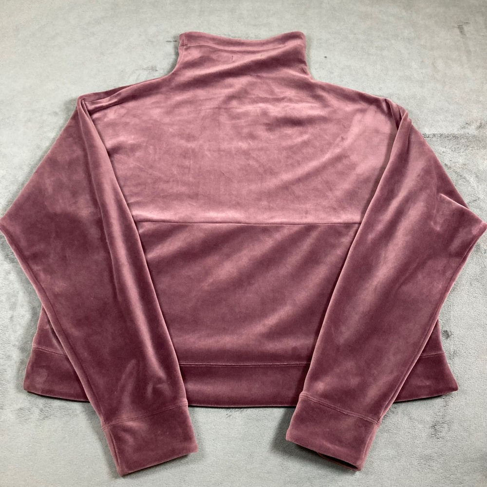 Prana Womens Velour funnel Neck Pullover Sweatshirt Mauve Plum Size M Pockets - Picture 3 of 6